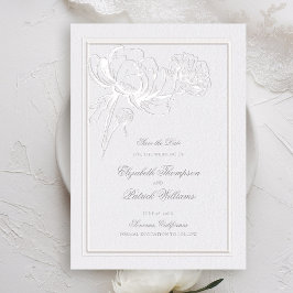 Peonies Elfenbein Doppelrahmen Formal Elegante Hoc Save The Date