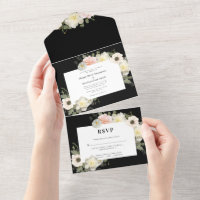 Peonies et Anémones Faire-part de mariage en fleur