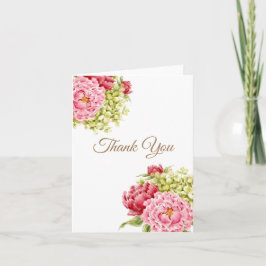 Peonies et Hydrangea Merci Blank Folank Carte