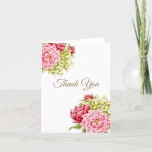 Peonies et Hydrangea Merci Blank Folank Carte