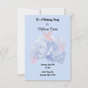 Peonies et papillons Pastel Invitation d'anniversa