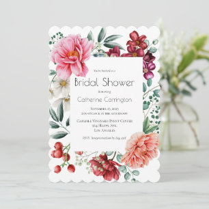 Peonies Floral Douche nuptiale invitations