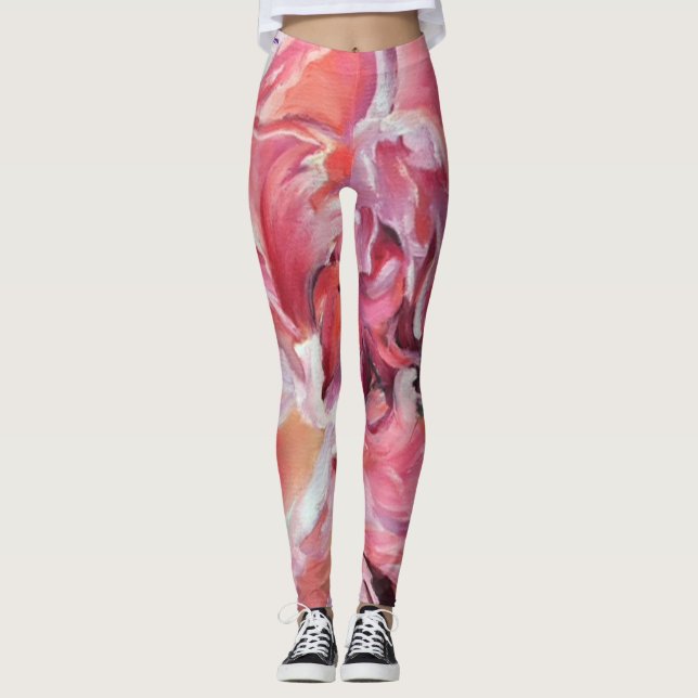 Peonies Floral Leggings (Vorderseite)