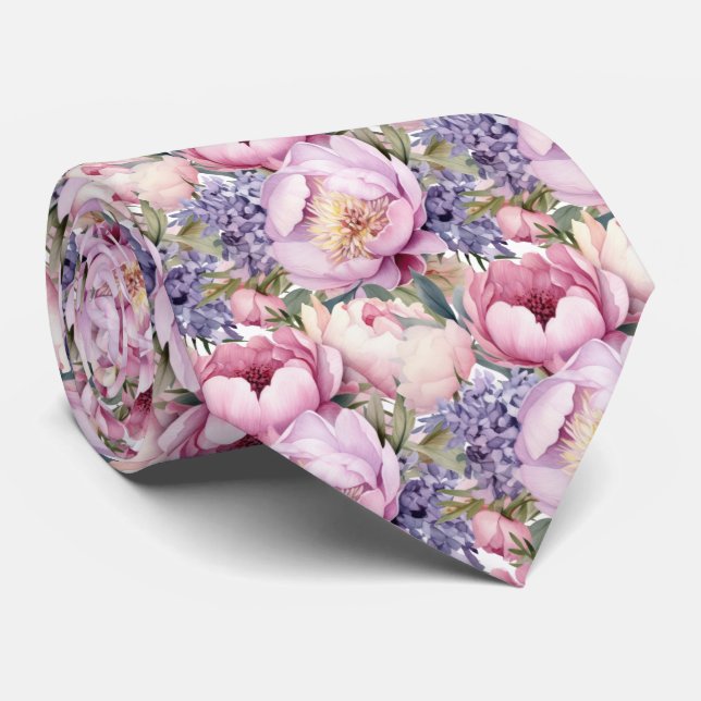 Peonies Floral Peony Blume Krawatte (Gerollt)