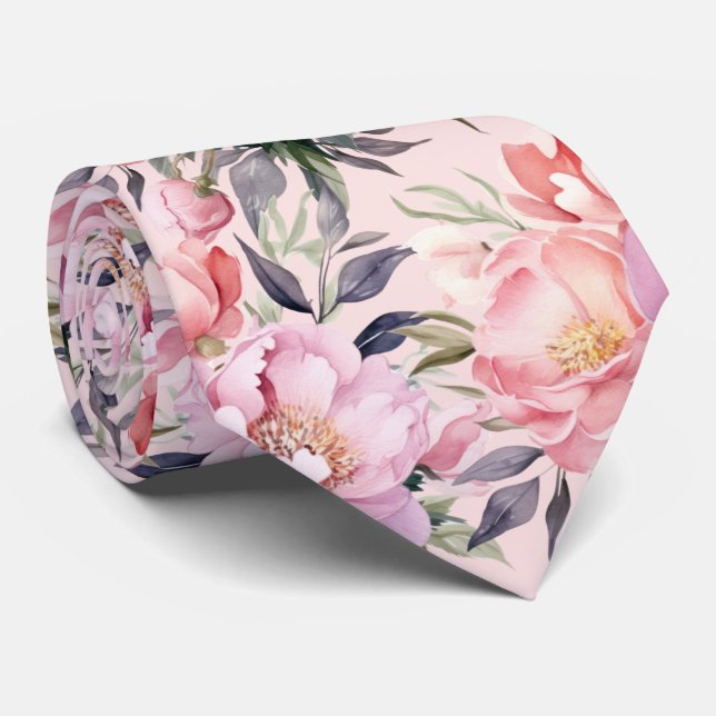 Peonies Floral Peony Blume Krawatte (Gerollt)
