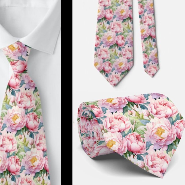 Peonies Floral Peony Blume Krawatte (Von Creator hochgeladen)