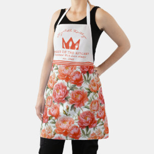 Peonies Floral Pink Orange   Königin der Küche Schürze