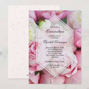 Peonies Floral Quinceañera Invitations d'anniversa