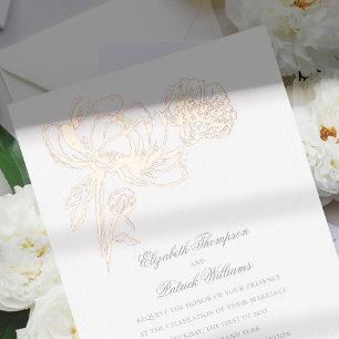 Peonies Floral Rose Gold Formal Elegante Hochzeit Folieneinladung