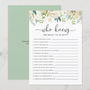 Peonies Glitzer, der Bride Brautparty Game kennt Einladung