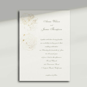 Peonies Gold Sketch Formal Calligrafy Wedding Einladung