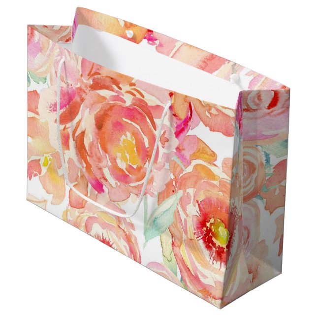 Peonies Große Geschenktüte (Vorderseite Schrägansicht)