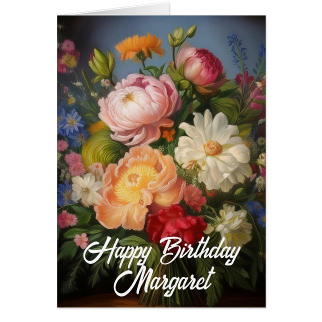 Peonies Happy Birthday Grußkarte (Vorne)