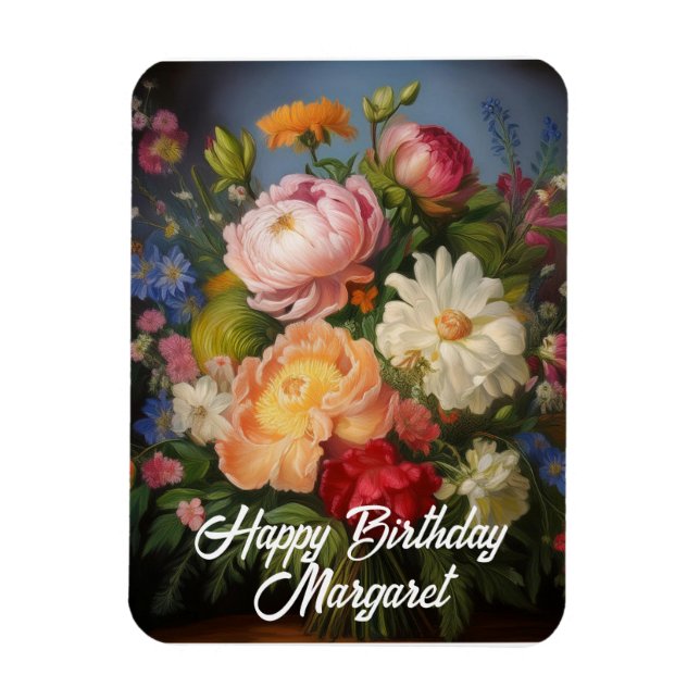 Peonies Happy Birthday Magnet (Vertikal)