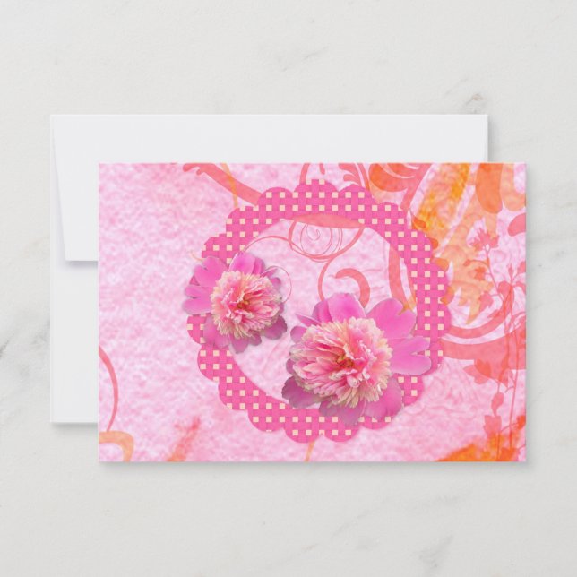 Peonies Hochzeitsempfang UAWG Einladung (Vorderseite)