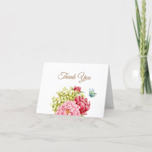 Peonies Hydrangea Carte de remerciements Blank