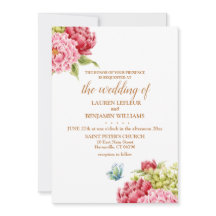 Peonies Hydrangea Elegante Einladung zur Hochzeit