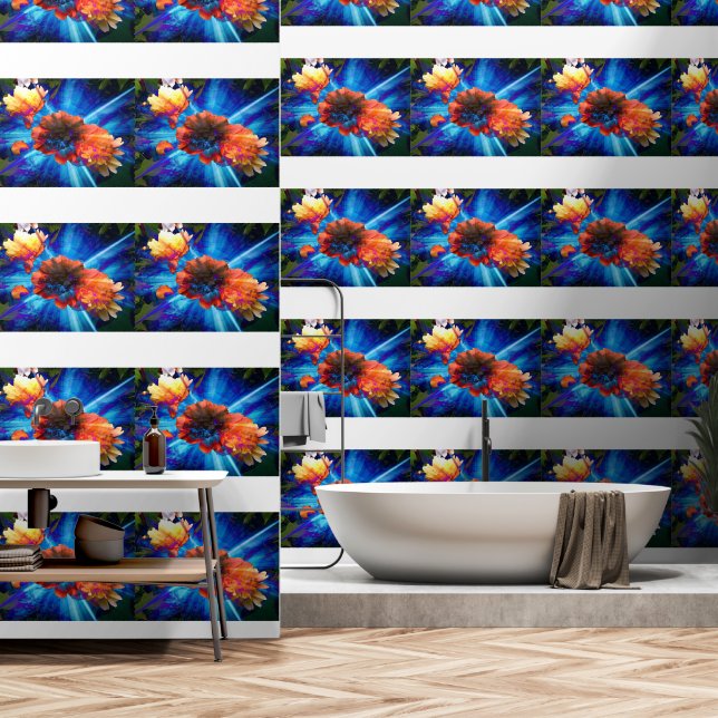 Peonies in blauem Licht Tapete (Badezimmer)