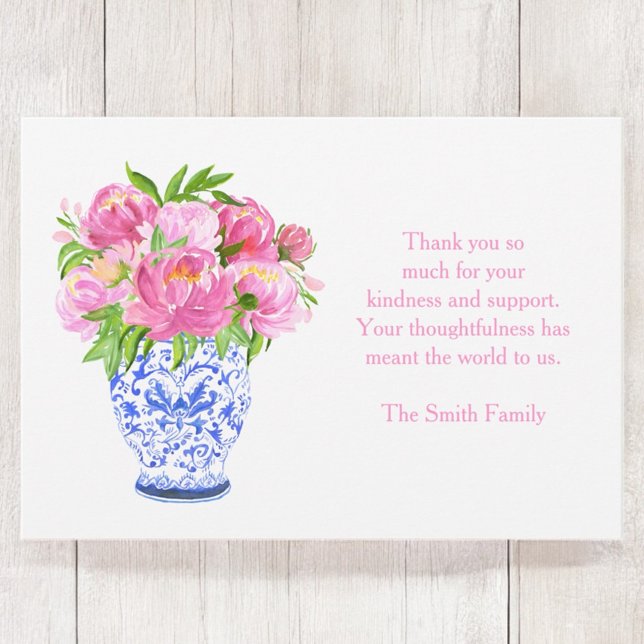 Peonies in Chinoiserie Vase - Beileid Vielen Dank Mitteilungskarte (Von Creator hochgeladen)