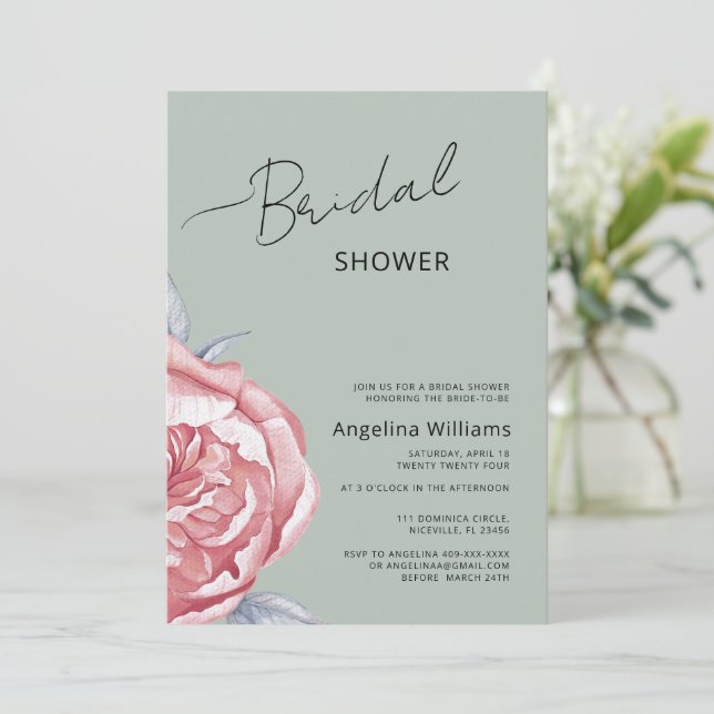 Peonies Invitation à la douche nuptiale (Debout devant)