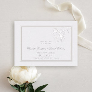 Peonies Ivory Classic Rahmen Formal Elegante Hochz Save The Date