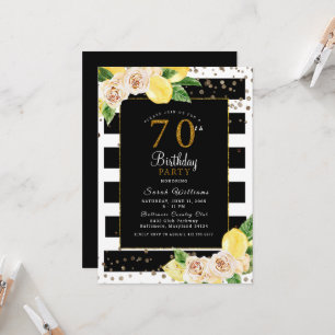 Peonies Lemons 70 Anniversaire Invitation de fête 