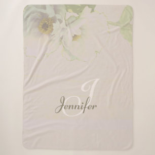 Peonies Mauve Monogram Sherpa Blanket Sherpadecke