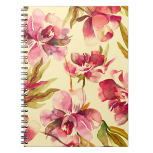Peonies Nahtloses Muster. Hintergrund Wasserfarbe Notizblock