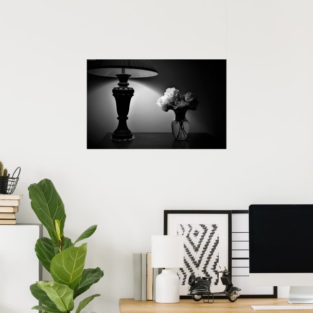 Peonies - noir, poster (Heimbüro)