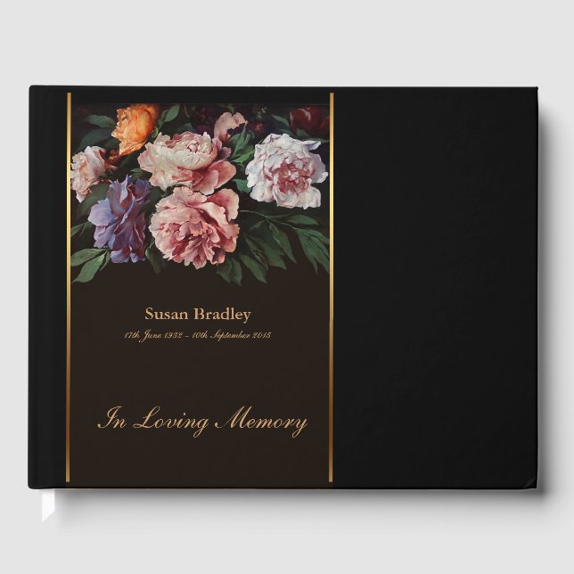 Peonies Painting Memorial Funeral Gästebuch 2 (Vorderseite)