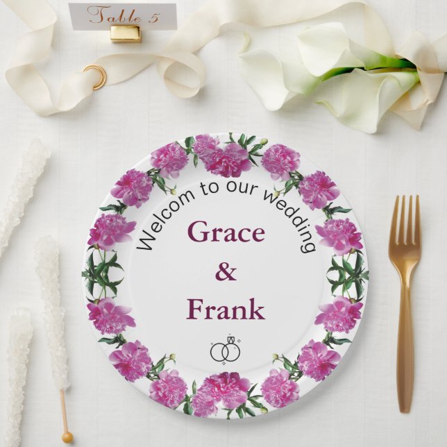 Peonies. Pappteller (Hochzeit)