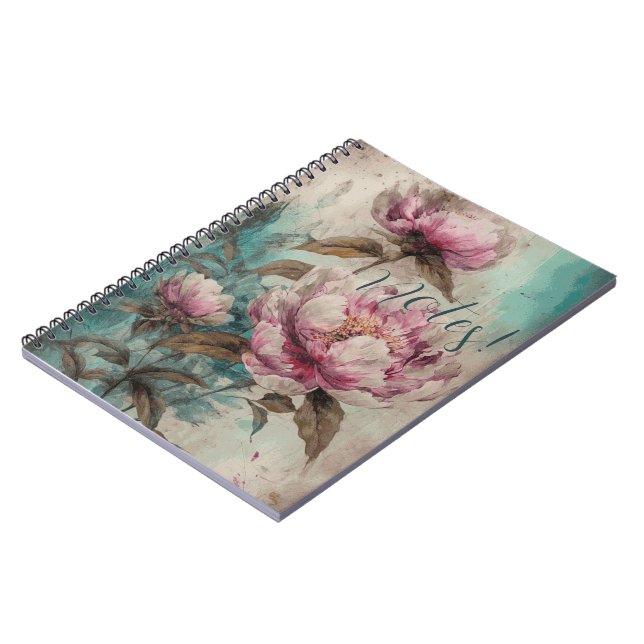 Peonies peintes - Carnet (Côté gauche)