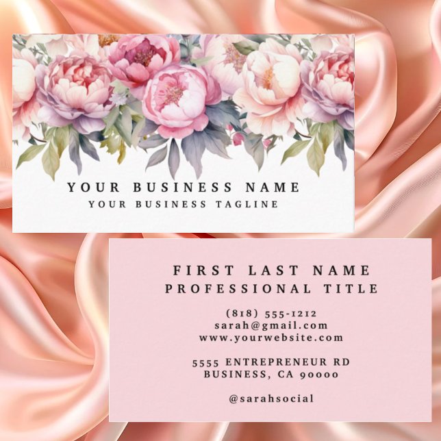 Peonies Peony Blume Business Cards Visitenkarte (Von Creator hochgeladen)