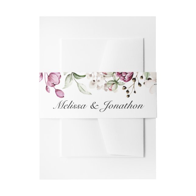 Peonies Pink Burgundy BlumenWedding Einladungsbanderole (Vorderseite Beispiel)