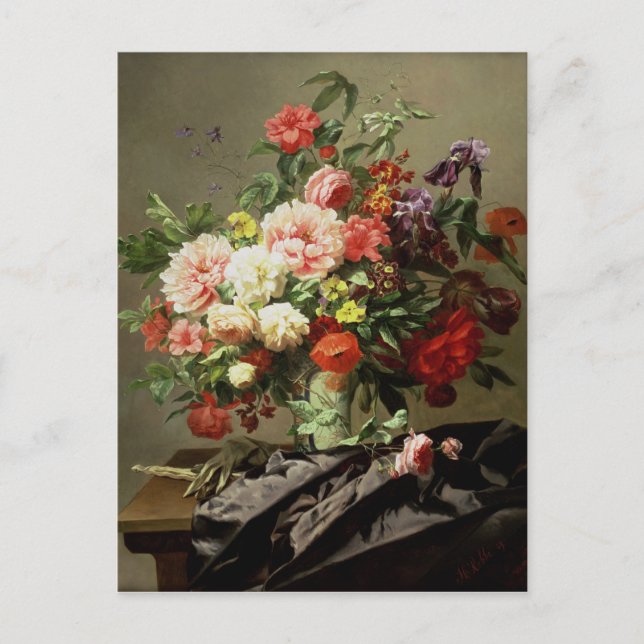 Peonies, Poppies und Rose, 1849 Postkarte (Vorderseite)