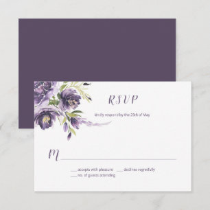 Peonies pourpres, Mariage Lilac   Carte RSVP