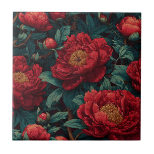 Peonies Rétro Cute Carreaux Pour Cuisine Rustique