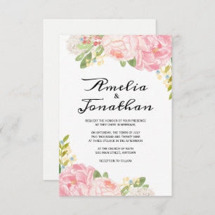 Peonies romantiques et invitations de mariage Hydr