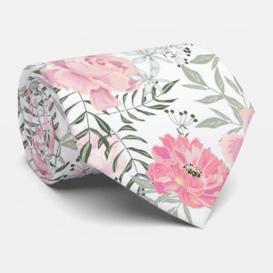 Peonies rosa Blume personalisiert Krawatte