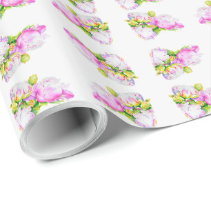 Peonies, rosa, weiß, Aquarellmalerei Geschenkpapier