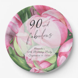 Peonies Rose 90. Geburtstagsparty Pappteller
