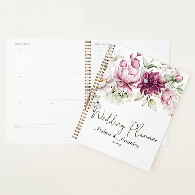 Peonies rose Bourgogne Wedding planner floral (Devant avec enveloppe)