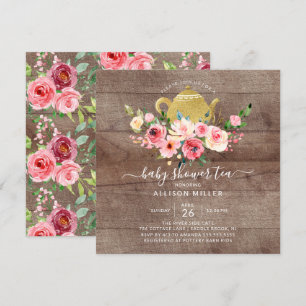 Peonies Rose Floral Baby shower Thé Invitation