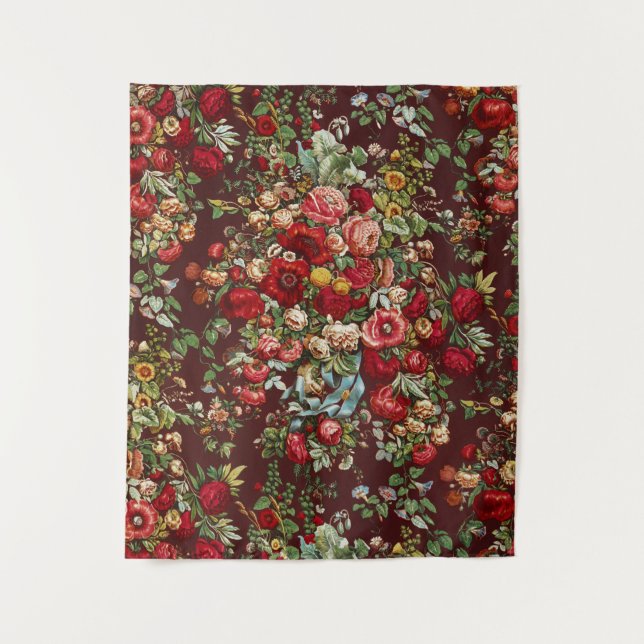 Peonies & Rose, Vintages Chintz-Blumenmuster Wandteppich (Vorderseite)