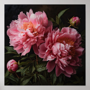 Peonies roses Flower Art Imprimer Poster