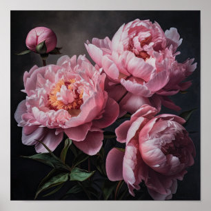 Peonies roses Flower Art Imprimer Poster
