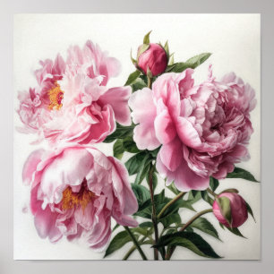 Peonies roses Flower Art Imprimer Poster