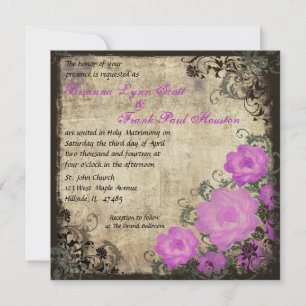 Peonies roses Vintage Mariage Invitation