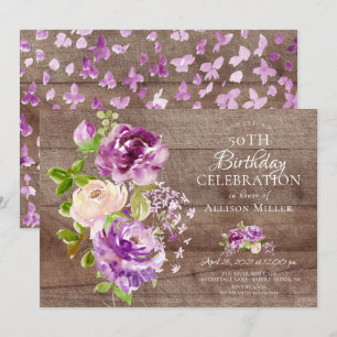 Peonies rustiques Floral Invitation d'anniversaire