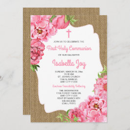 Peonies rustiques Premier invitation de communion